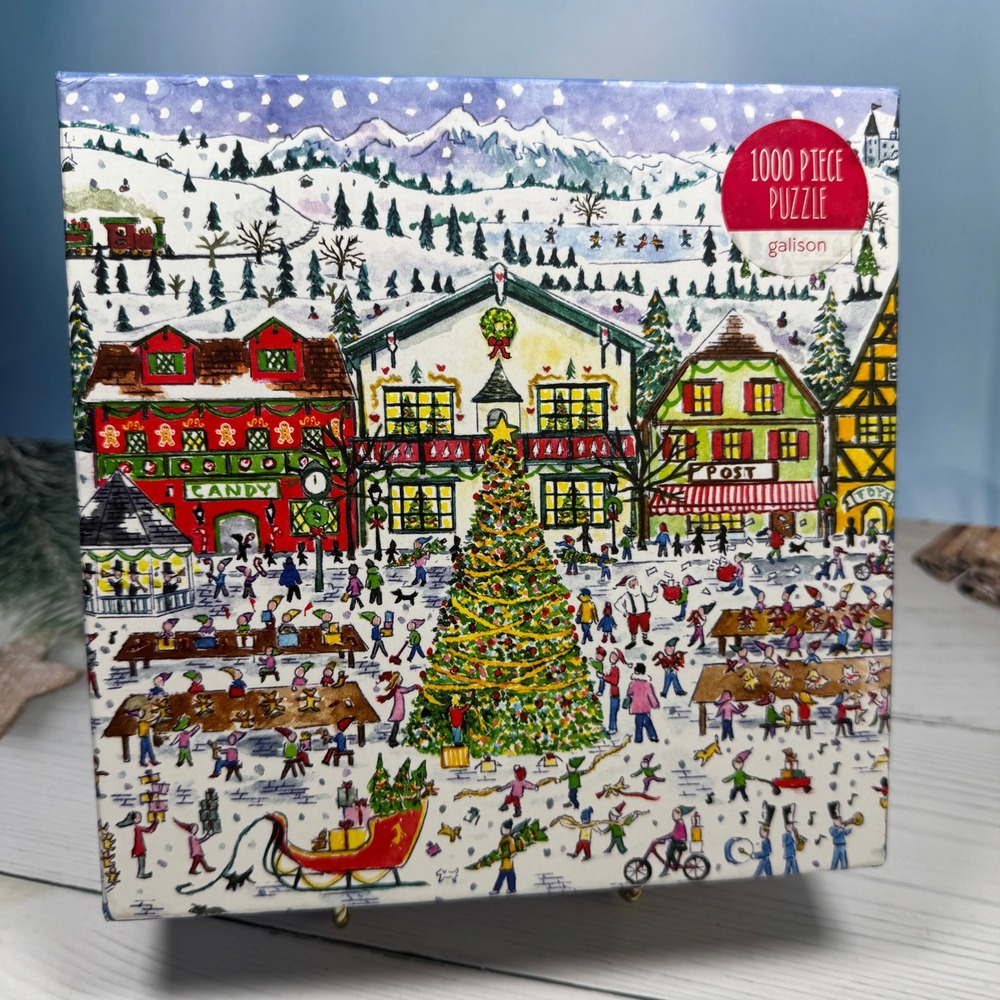 Galison Santa's Village Puzzle 1000pc Michael Storrings Art Christmas Season